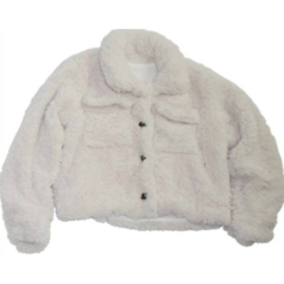 NEW FLOWERS BY ZOE girl's sherpa jacket in off white - Picture 1 of 1